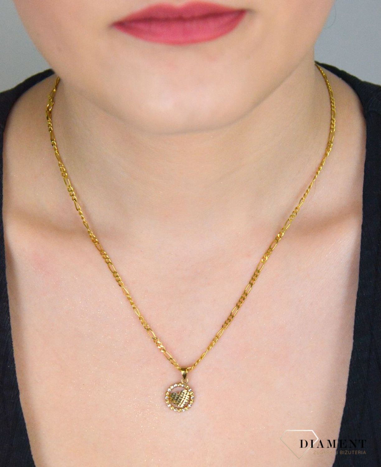 Złota zawieszka 375 serduszko w kółeczku ZA 6870 375. Złota zawieszka damska. Złota zawieszka serce próby 375. Złota zawieszka damska. Wisiorek serce z cyrkoniami. Złota zawieszka na prezent..jpg